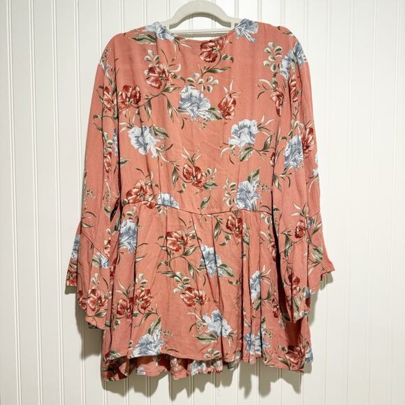 Torrid Pink Floral Babydoll Blouse Crochet Lace Trim Plus Size 4X - Picture 7 of 7